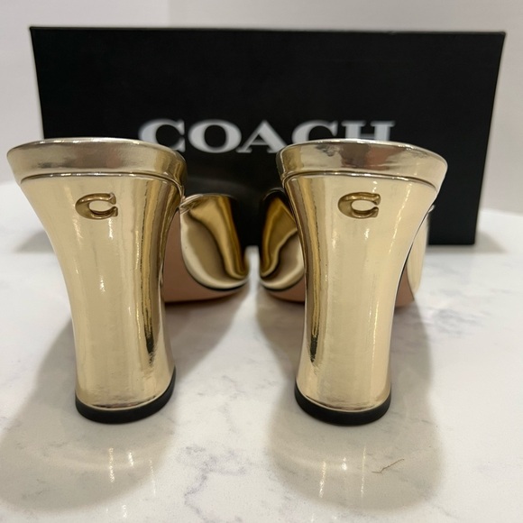 Coach Women's Metallic Gold Mules - Picture 4 of 9